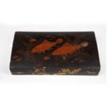 Lacquer games box Chinese, circa 1900 with four compartments containing a collection of engraved