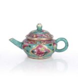 Famille rose ceremonial (wedding) small teapot Straits Chinese having typical enamelled decoration