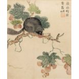 After Wang Gai (1654-1710) 'Squirrel and Grapes, from Mustard Seed Garden Painting Manual' Chinese
