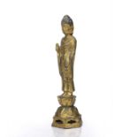 Tang style gilt bronze figure of Buddha Korean, 17th Century with right hand in at breast height