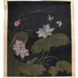 Chinese School 17th/18th Century Scroll painting, peonies and butterflies, on silk, 67cm x