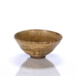 Ki-Seto tea bowl Japanese, 17th Century of a brown-yellow colour, with Kintsugi restoration visible,