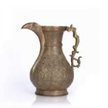 Large bronze Kashmiri vase Indian engraved to the body with palmettes containing flowers and
