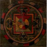 Mandala painting Tibetan, 15th/16th Century depicting Mahasiddha Ghantapa and consort on an