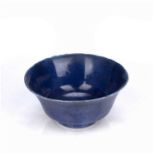 Blue ground bowl Chinese, Kangxi period with traces of gilt decoration still visible, 19cm