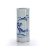 Blue and white vase Japanese, 19th Century decorated to the body with a mountainous landscape,