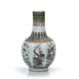 Famille verte octagonal vase Chinese, 19th Century with panels of exotic birds resting on
