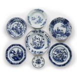 Collection of blue and white dishes Chinese, 18th/19th Century including a scalloped edged dish,