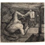 George Bissill (1896-1973) Two Miners pen & ink 25 x 27cm.
