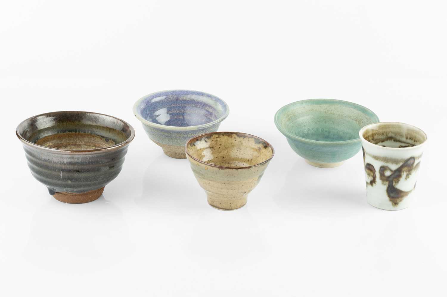 John Reeve (1929-2012) Two bowls and a beaker each with impressed potter's seal largest 15cm