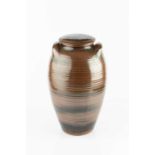 Eddie Hopkins (1941-2007) for Winchcombe Pottery Large storage jar and cover tenmoku and iron glaze,