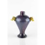 Fratelli Toso Murano glass vase, circa 1910 striped glass with two applied horse heads 27cm high.