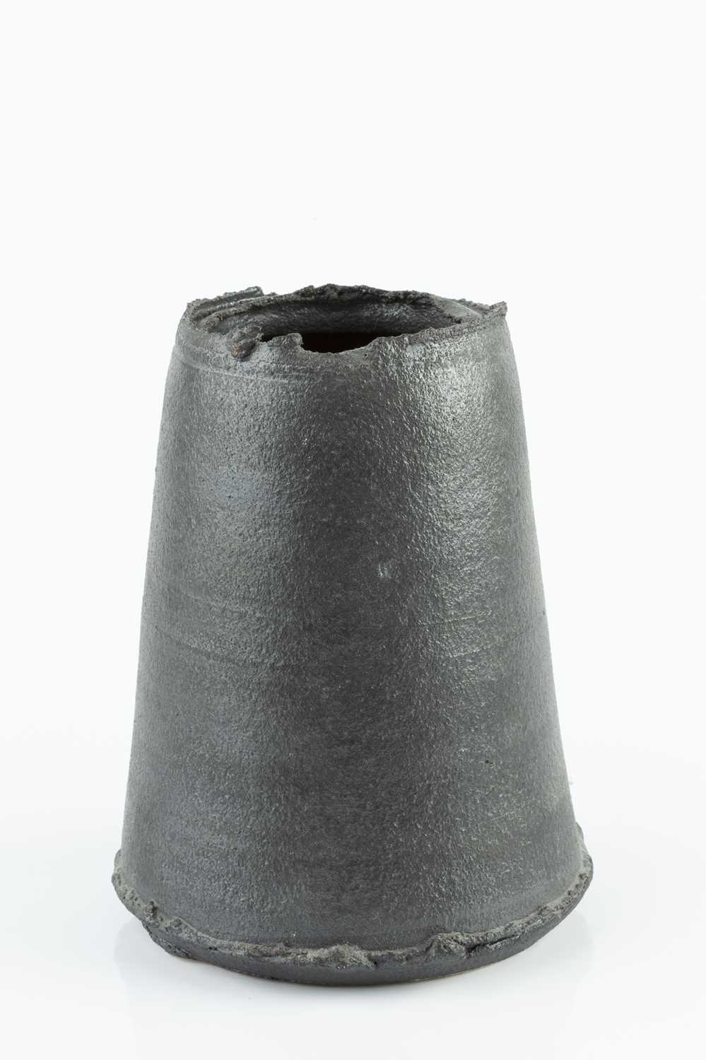 Dan Kelly (b.1953) Vessel stoneware, with indentation to body and white vertical stripe over black - Image 3 of 3
