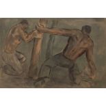 George Bissill (1896-1973) Miners with Prop watercolour 37 x 56cm.