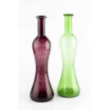Paolo Venini (1895-1959) Two Murano glass bottle vases, circa 1950 in purple and green, of waisted