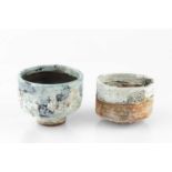 Robin Welch (1936-2019) Two bowls one with pale blue textured glaze both with impressed potter's