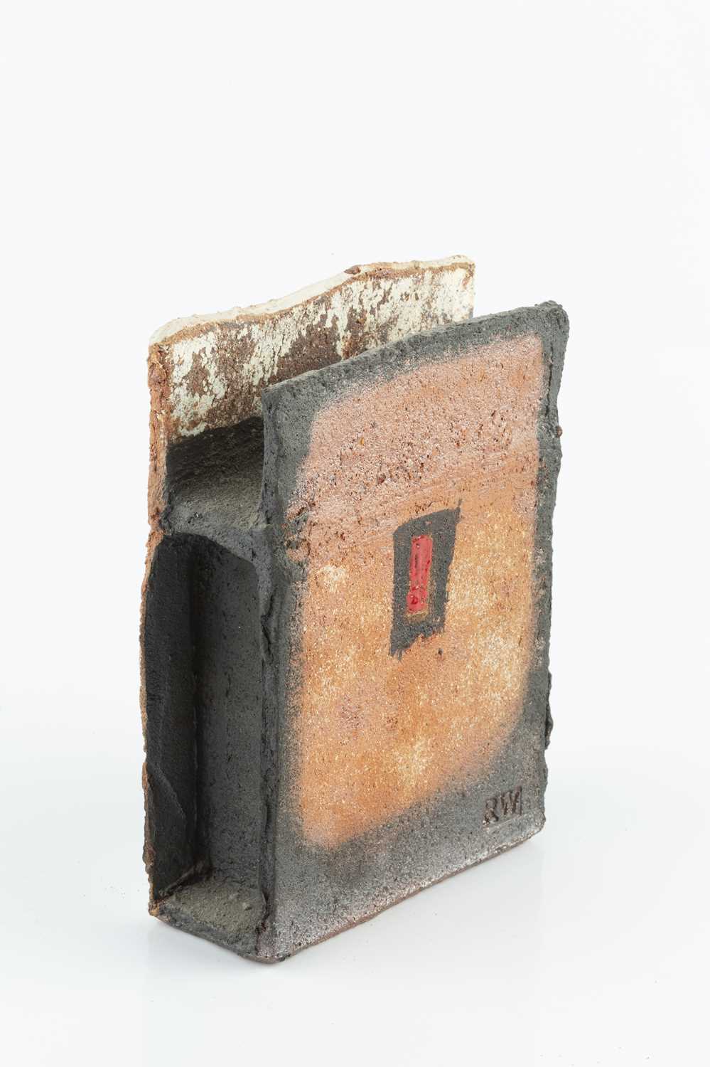 Robin Welch (1936-2019) Slab vessel stoneware, textured glaze with blocks of white slip to the - Image 3 of 3