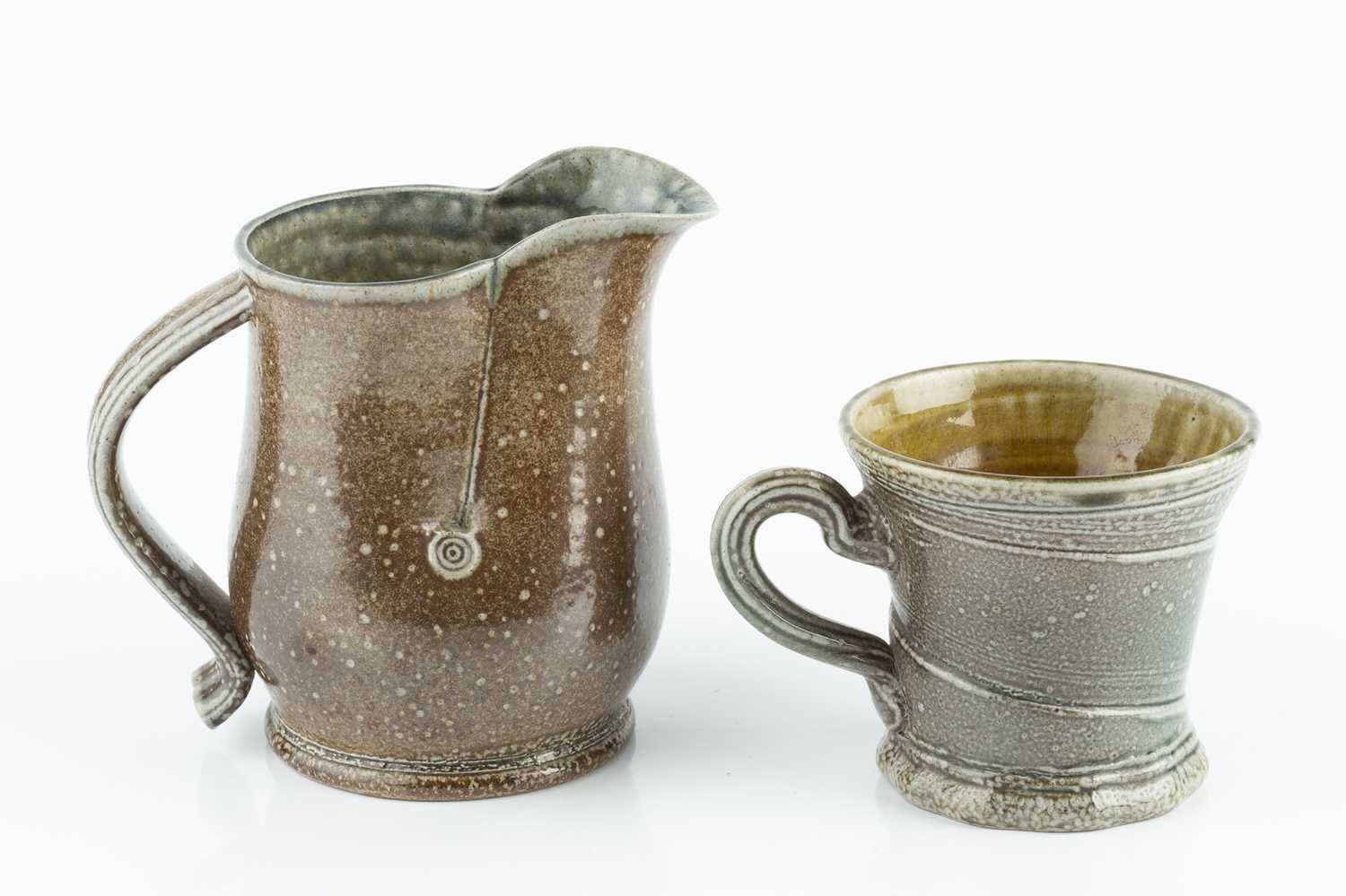 Walter Keeler (b.1942) Jug and a mug salt-glazed the jug 14cm high (2). Provenance: The Daphne Swann - Image 2 of 3