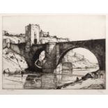 Oliver Hall (1869-1957) Town bridge signed and inscribed in pencil (in the margin) etching 22 x
