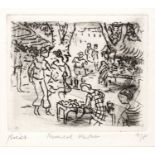André Bicât (1909-1996) Provencal Market; and Waiting for the Boat both artist's proofs, signed