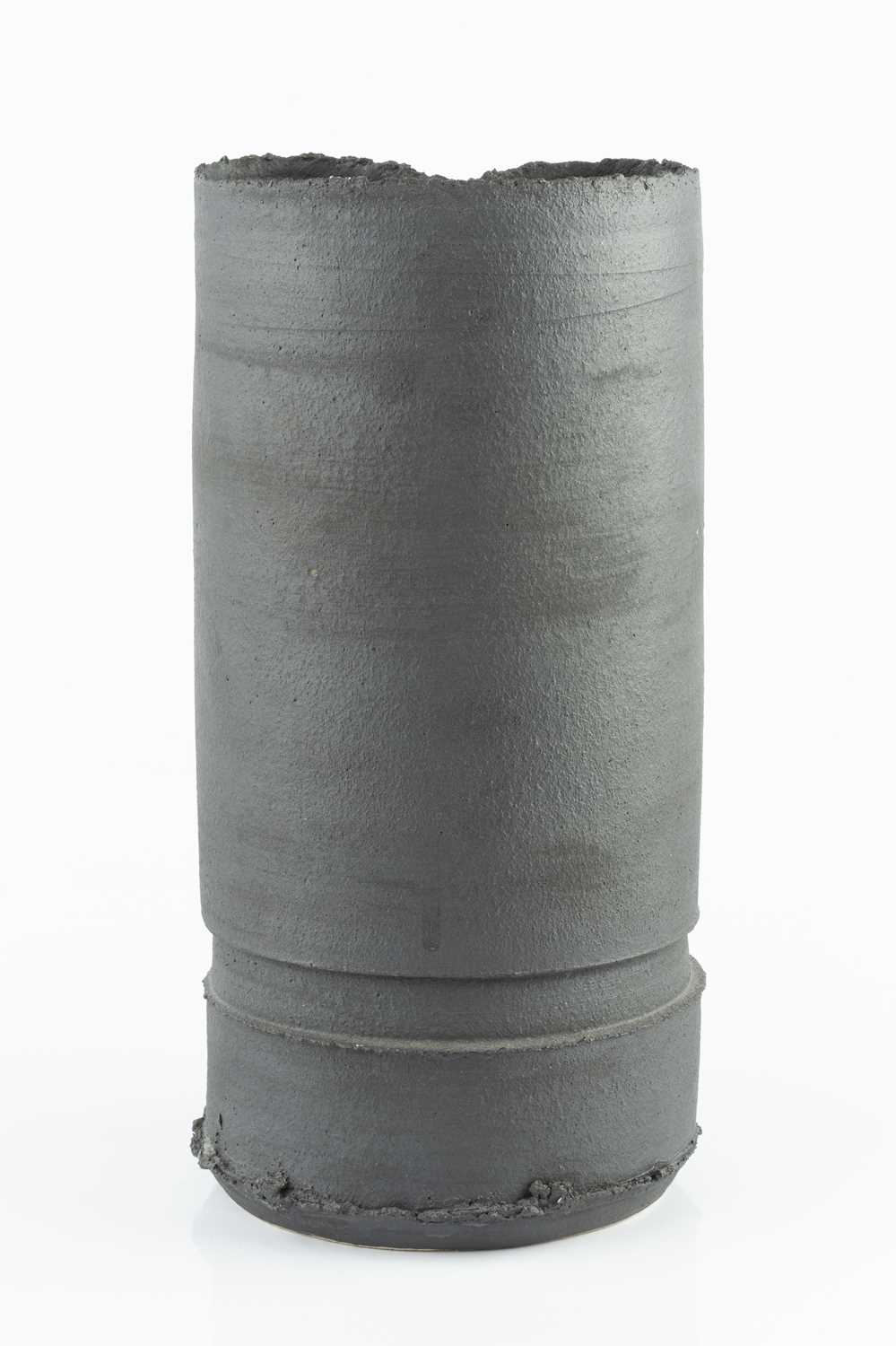 Dan Kelly (b.1953) Vessel stoneware, with indentation to body and white vertical stripe over black - Image 4 of 4