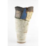 Robin Welch (1936-2019) Vessel stoneware, with textured white glaze to the body below a band of dark