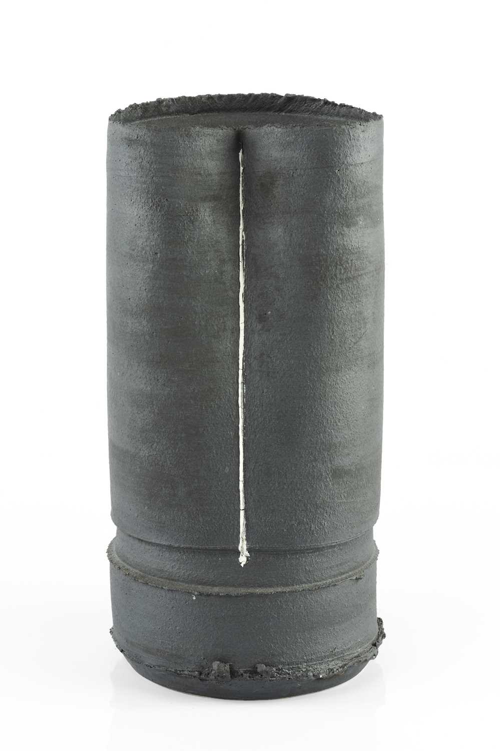 Dan Kelly (b.1953) Vessel stoneware, with indentation to body and white vertical stripe over black - Image 2 of 4