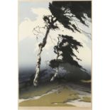 Oscar Droege (1898-1982) Birches in a Storm signed in pencil (lower right) woodcut 36 x 24cm.