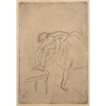 Edgar Degas (1834-1917) Danseuse mettant son Chausson etching (second state) 19 x 13.5cm.
