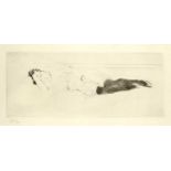 Paul César Helleu (1859-1927) Femme Couchée signed in pencil (in the margin) drypoint 14 x 38cm.