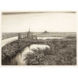 Charles William Taylor (1878-1960) Farmland signed in ink (in the margin) etching 22 x 28cm.