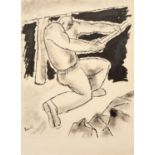 George Bissill (1896-1973) Kneeling Miner signed (lower left) pen and ink 38 x 29cm, unframed.