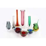 Murano A collection of eight glass vases tallest 31cm high (8).