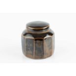 David Leach (1911-2005) Pot and cover tenmoku with cut sides impressed potter's seal 9.5cm high.
