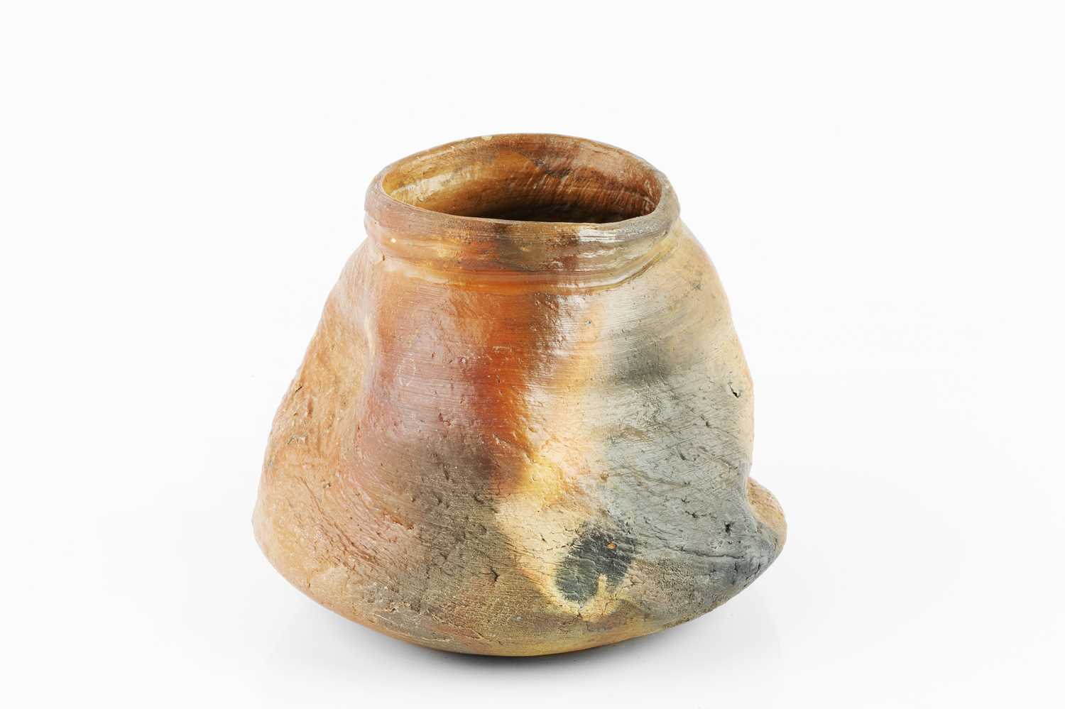 Janet Leach (1918-1997) at Leach Pottery Vessel raku, twisted form impressed potter's and pottery