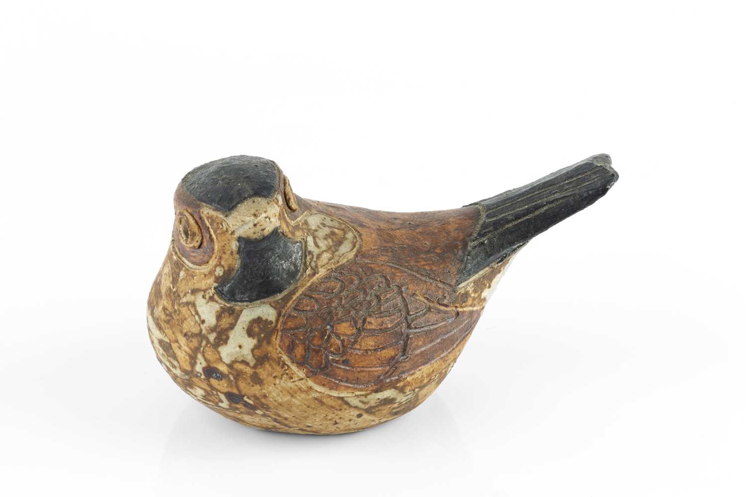 Rosemary Wren (1922-2013) at Oxshott Pottery Bullfinch impressed pottery seal 14.5cm high.