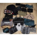 A collection of handbags, tote bags and evening bags to include an Aigner black leather handbag, a
