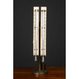 A Victorian double desk thermometer by L Casella, 23 Hatton Garden London, with ivory back boards on