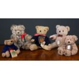 A group of collectable teddy bears comprising, a growling Grisly bear 'Grumpy', a Thornbury bear '