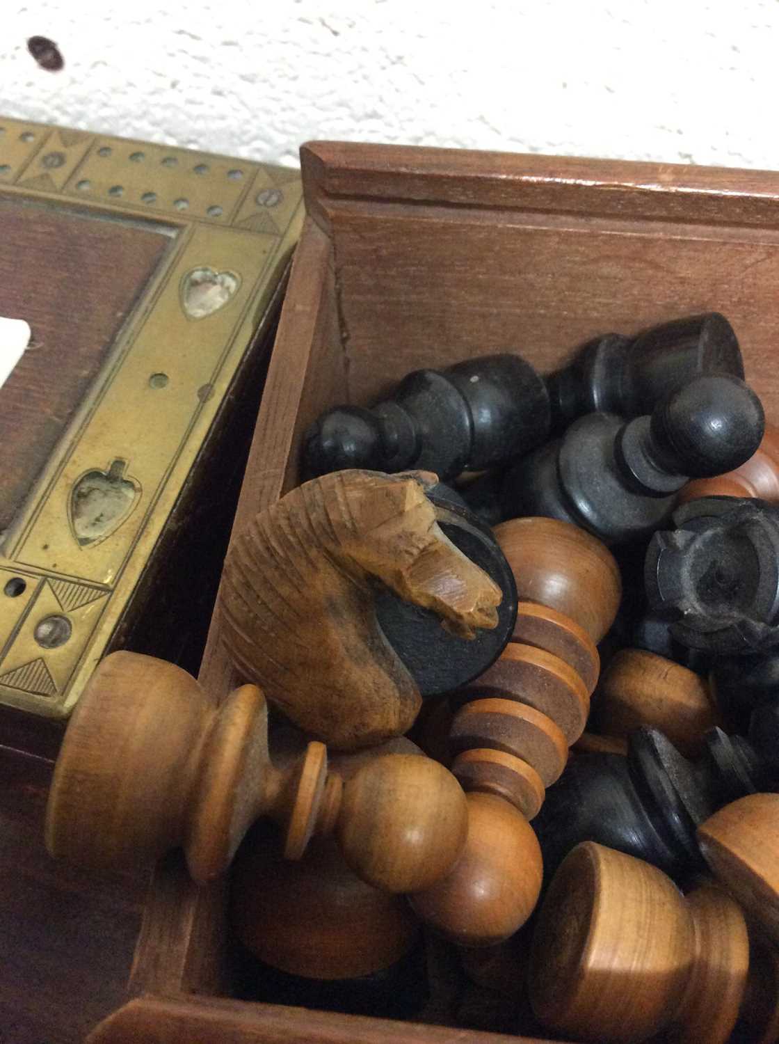 A 19th century turned and stained ivory chess set, a turned ebony and boxwood chess set, a - Image 15 of 17