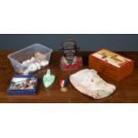 Toys and other collectable items, traffic signals, a money box, marbles (some clay), further