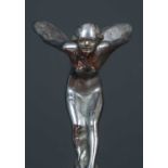 A Spirit of Ecstasy silver plated car mascot, standing on radiator cap, engraved to the base '