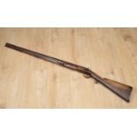 A 19th C percussion rifle indistinctly signed to the side 123cm in length.Condition report: