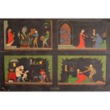 A collection of German mid century posters showing fairytale scenes, a set of three after the