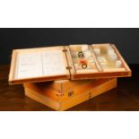 Four wooden cases of glass microscope slides including botanical and entomological interest,