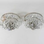 A pair of Swarovski style crystal wall lights,