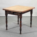 A Victorian scrubbed pine kitchen table
