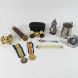 A collection of items to include two World War I medals,