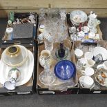 Six boxes of china and glass,