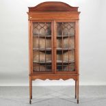 An Edwardian inlaid mahogany display cabinet,